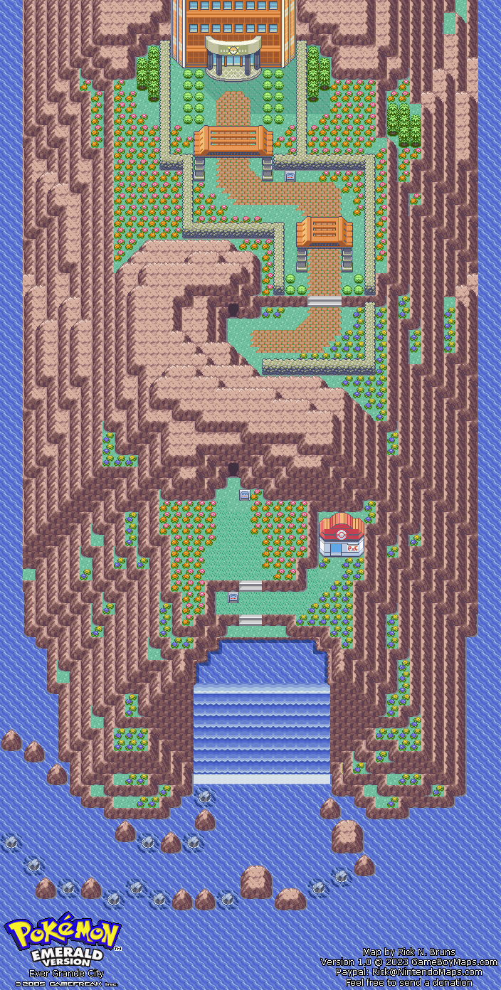 Pokemon Emerald Version - Ever Frande City Game Boy Advance GBA Map